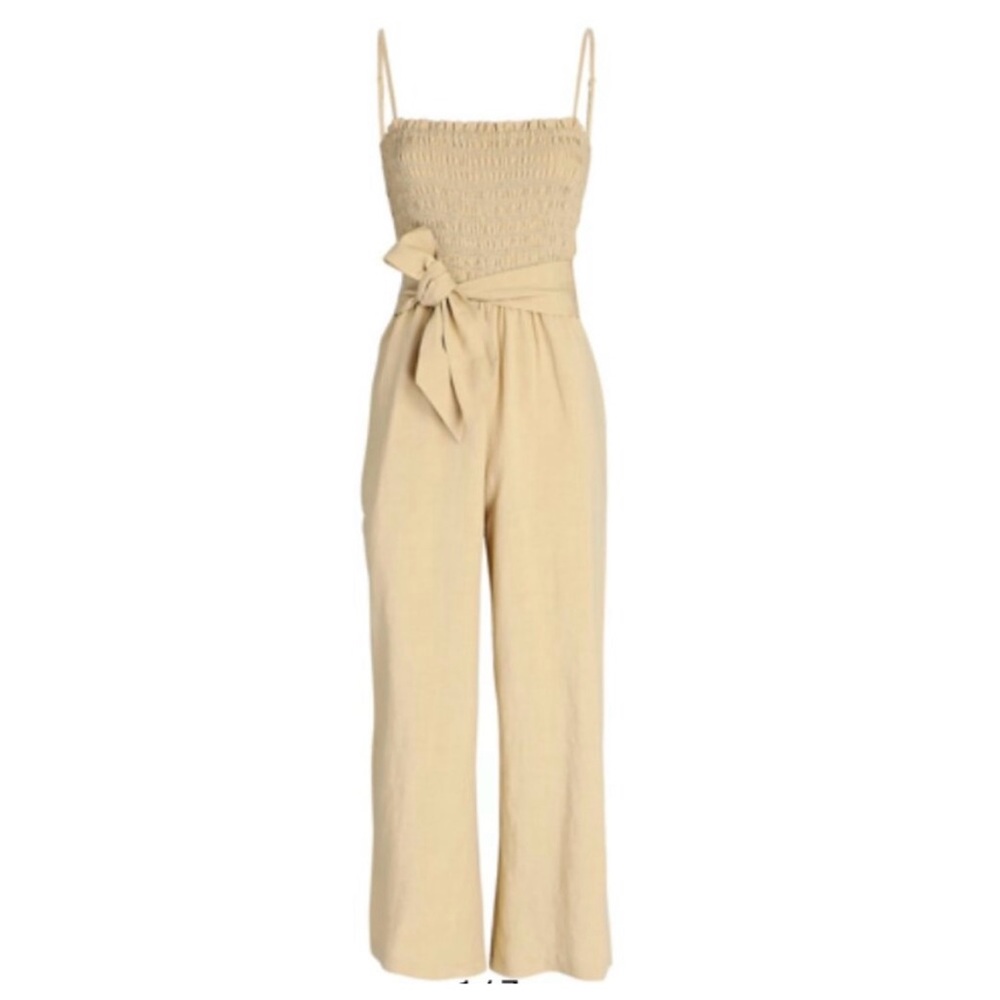 INTERMIX SHOSHANNA BELTED SMOCKED JUMPSUIT